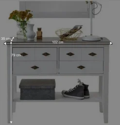 Tisch Kommode Mirandesca in Weiß Grau