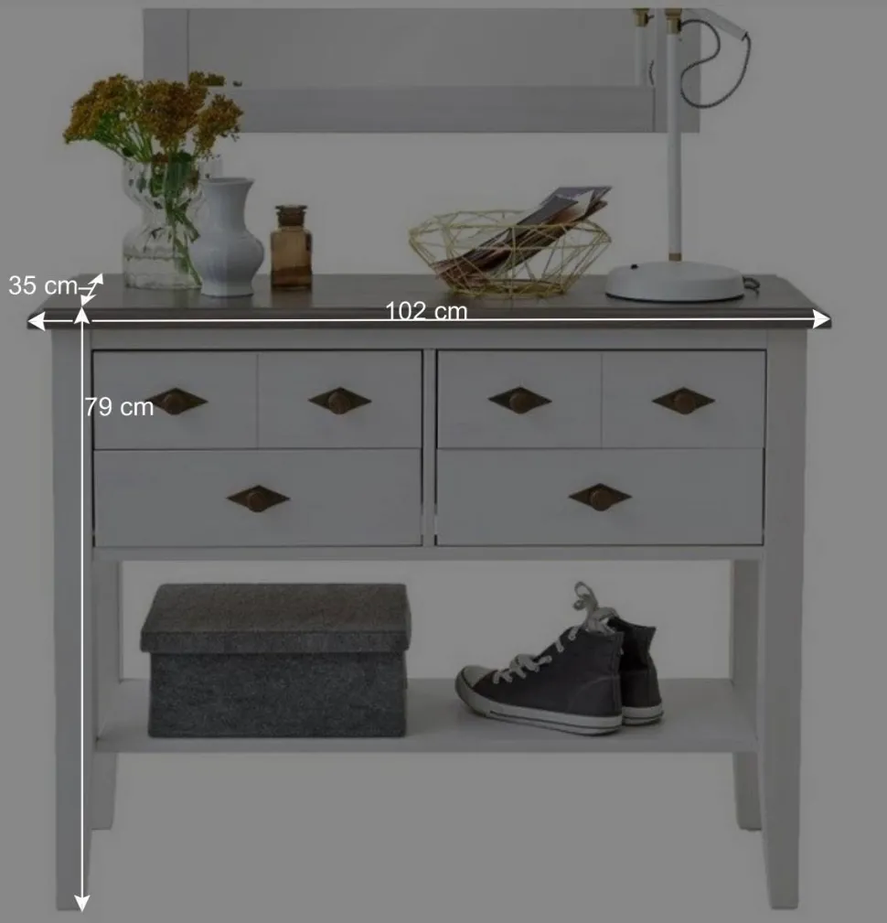 Tisch Kommode Mirandesca in Weiß Grau