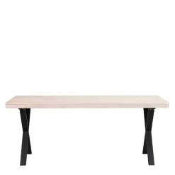 Tisch mit Whitewash Eichenplatte & X-Füßen - Durense