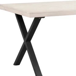 Tisch mit Whitewash Eichenplatte & X-Füßen - Durense