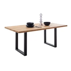 Tisch mit Wildeiche Massivholzplatte - Guven