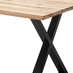 Tisch mit X-Gestell und Zerreiche Platte - Aljawis