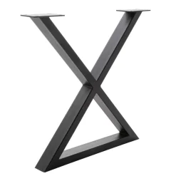 Tisch mit X-Gestell und Zerreiche Platte - Aljawis