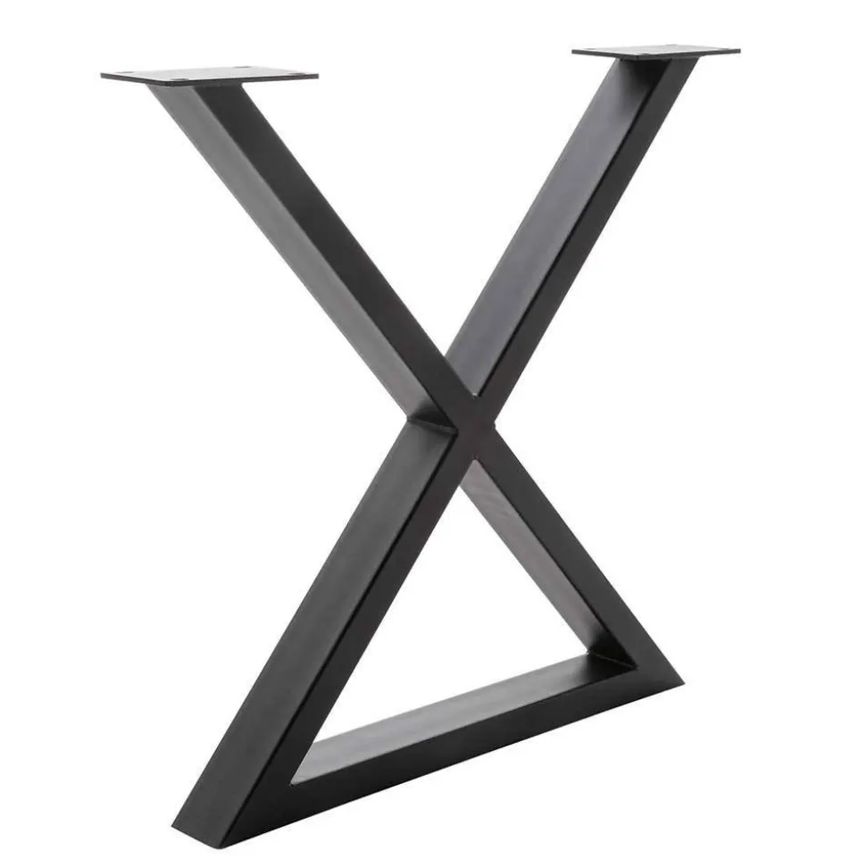 Tisch mit X-Gestell und Zerreiche Platte - Aljawis