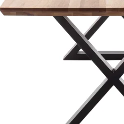 Tisch mit X-Gestell und Zerreiche Platte - Aljawis