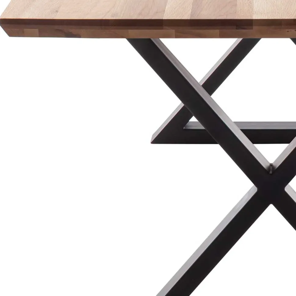 Tisch mit X-Gestell und Zerreiche Platte - Aljawis