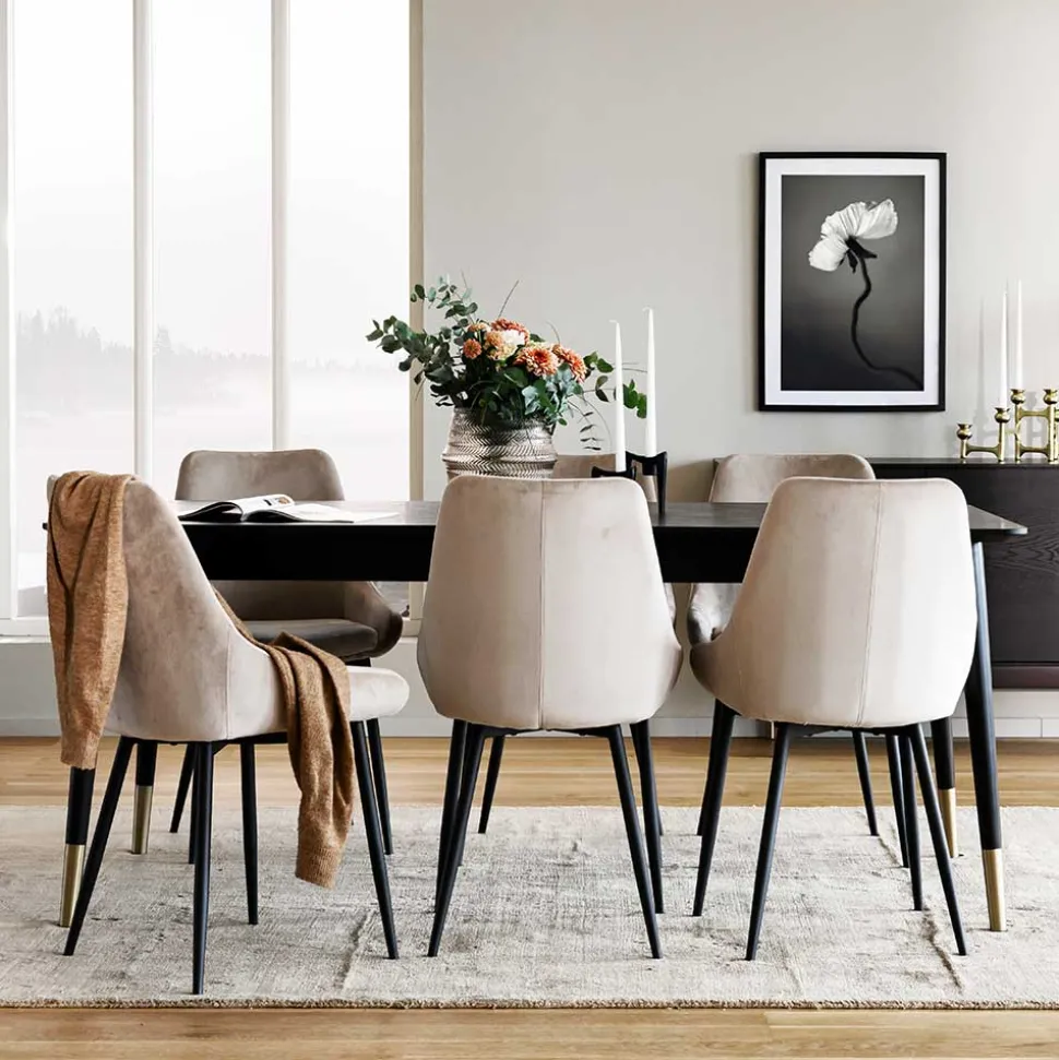 Tischgruppe in Schwarz & Beige - Orgevia (siebenteilig)