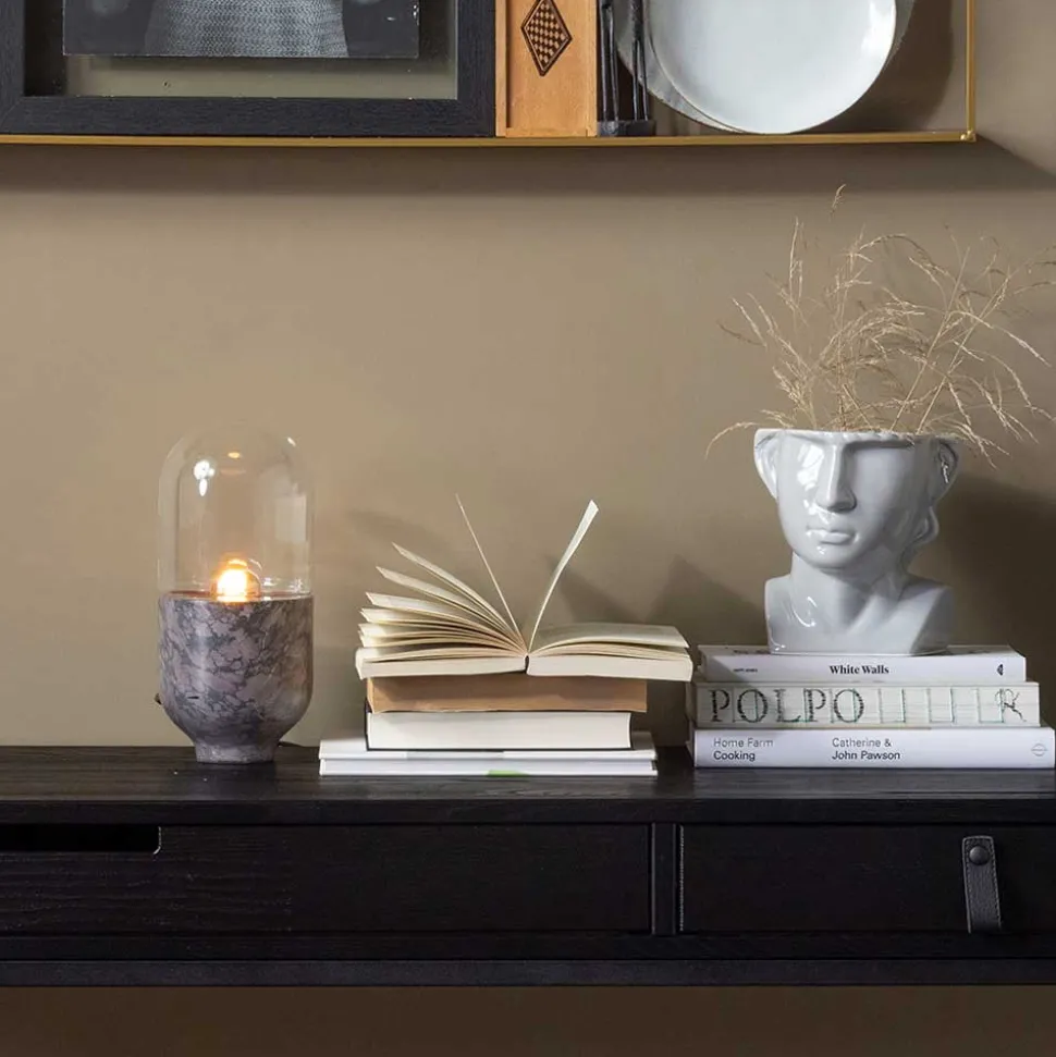 Tischlampe in Grau Braun Marmor - Adiana (2er Set)