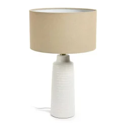 Tischlampe mit Keramik in Weiß - Laota