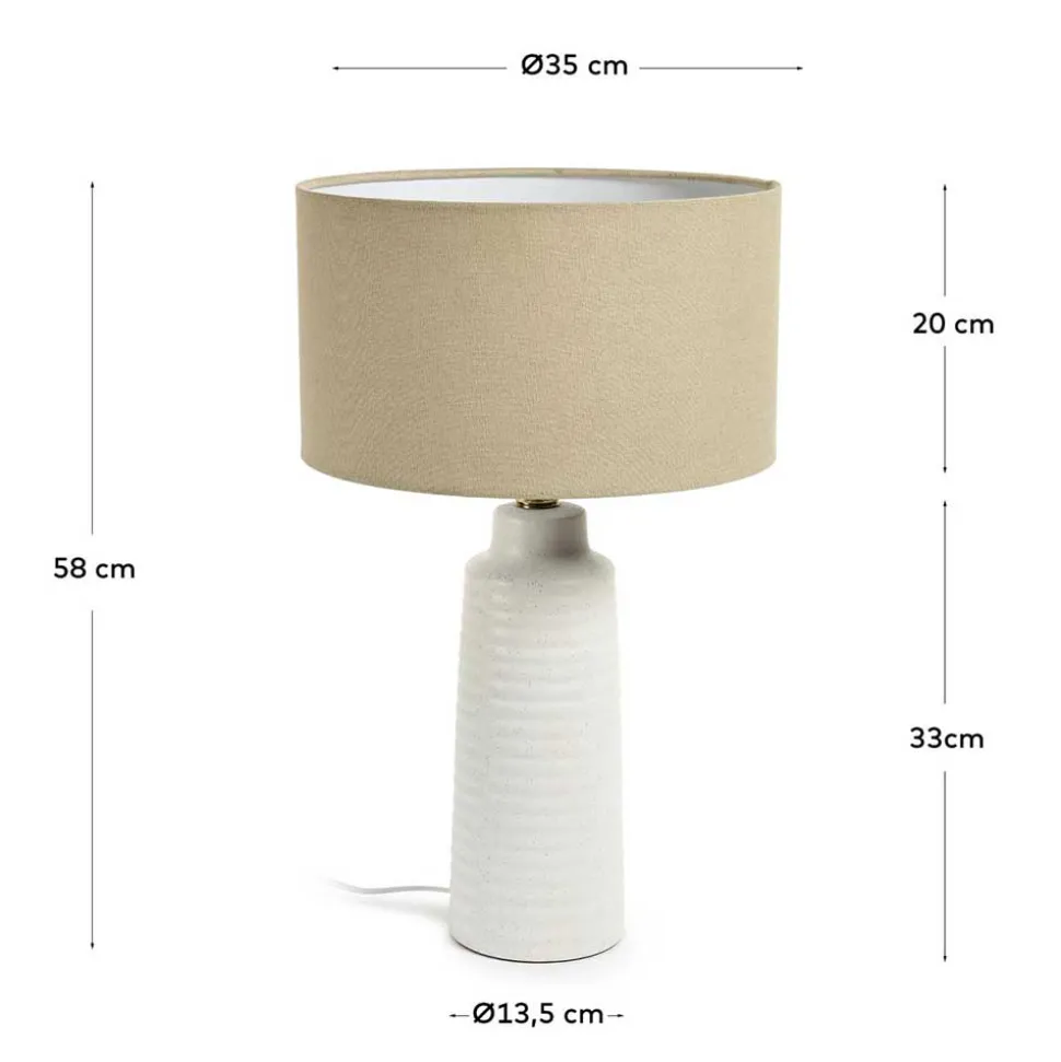 Tischlampe mit Keramik in Weiß - Laota