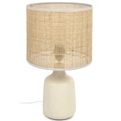 Tischleuchte aus Bambus Geflecht in Beige - Veromica