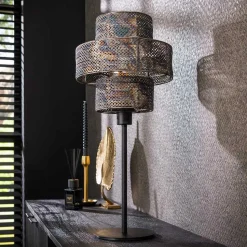 Tischleuchte in Schwarzbraun Metall - Three