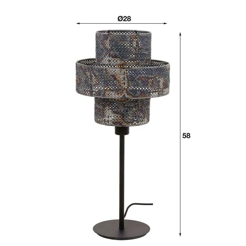 Tischleuchte in Schwarzbraun Metall - Three