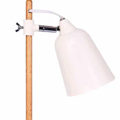 Tischleuchte in Weiß Metall & Natur Holz - Tilla