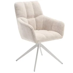 Tischsessel in Creme Strukturstoff - Gonnya (2er Set)