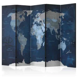 5-tlg Spanische Wand in Blau & Grau - Mabu