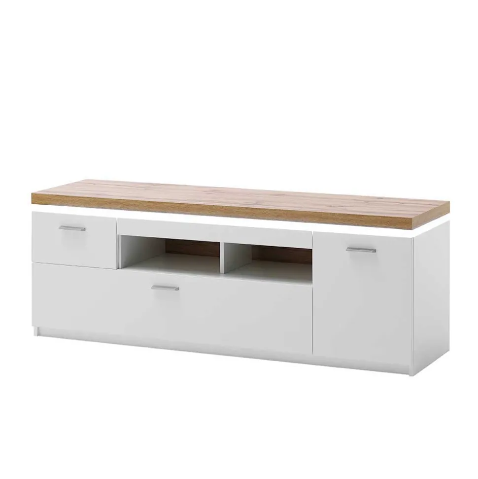 Topp TV Element in Weiß & Wildeiche mit LED - Caldri