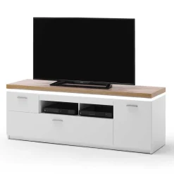 Topp TV Element in Weiß & Wildeiche mit LED - Caldri