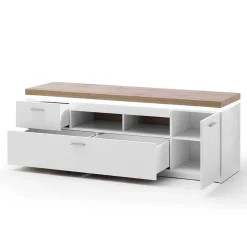 Topp TV Element in Weiß & Wildeiche mit LED - Caldri