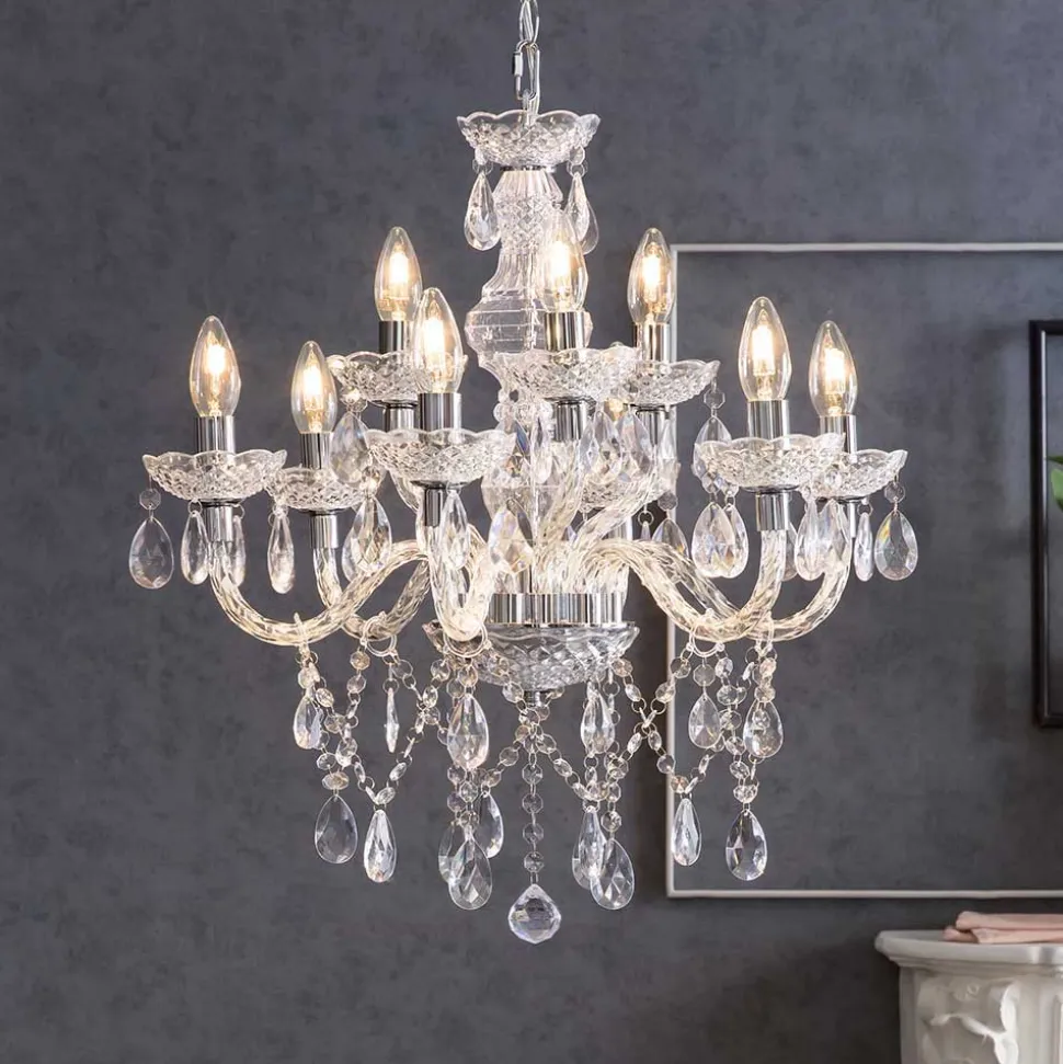 Transparenter Kronleuchter mit versetzten Lampen - Apel