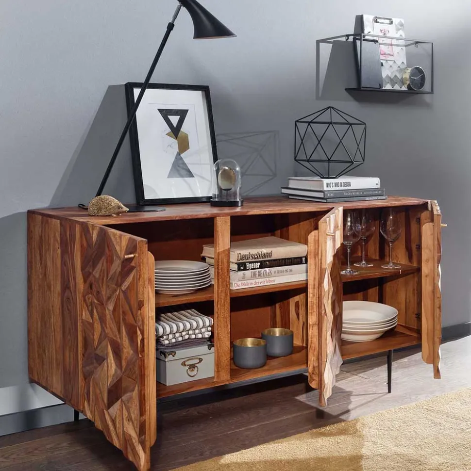 Türen-Kommode aus Sheesham Massivholz - Akke