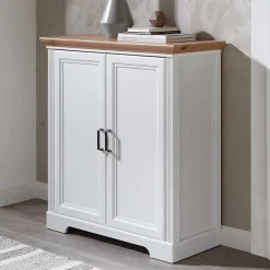 Türen-Kommode in Weiß mit Eiche - Mehady