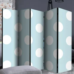 Trennwand Paravent in Hellblau mit weißen Punkten - Atlantis
