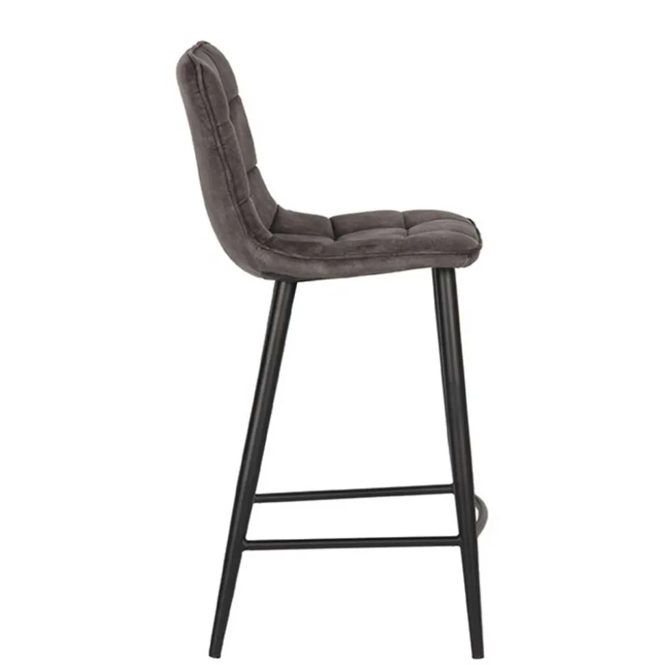 Tresenstühle in Anthrazit Veloursbezug - Varagosta (2er Set)