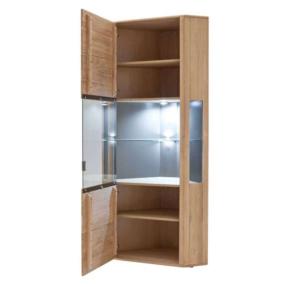 1-türige Eck-Vitrine in Eiche Bianco - Vernella