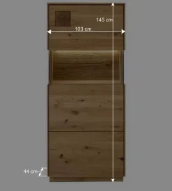 1-türige Highboard Vitrine aus Wildeiche - Millena