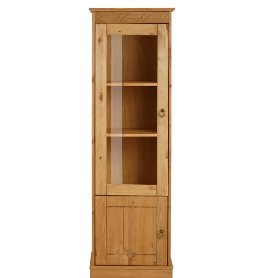 1-türige Kiefernholz-Vitrine im Landhausstil - Goro