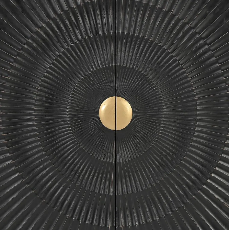 2-türige Kommode in Schwarz mit Gold - Oglio