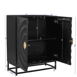 2-türige Kommode in Schwarz mit Gold - Oglio