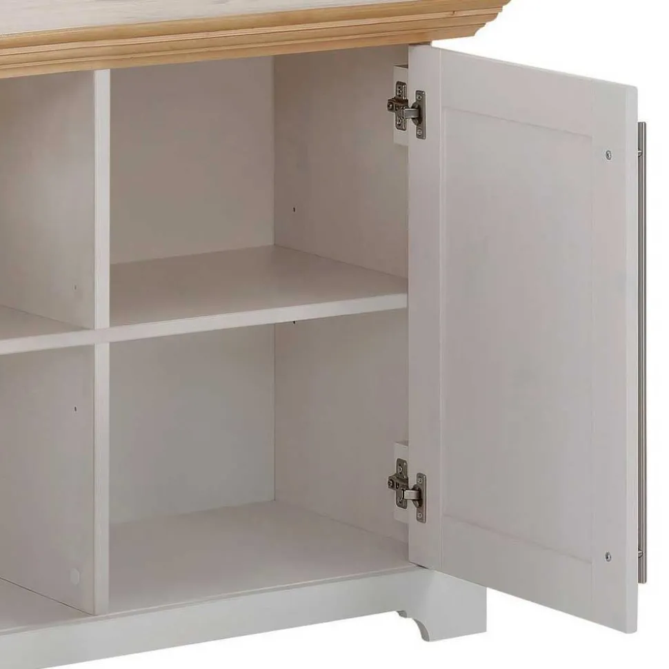 2-türige Kommode in Weiß & Honig - Eyzaco