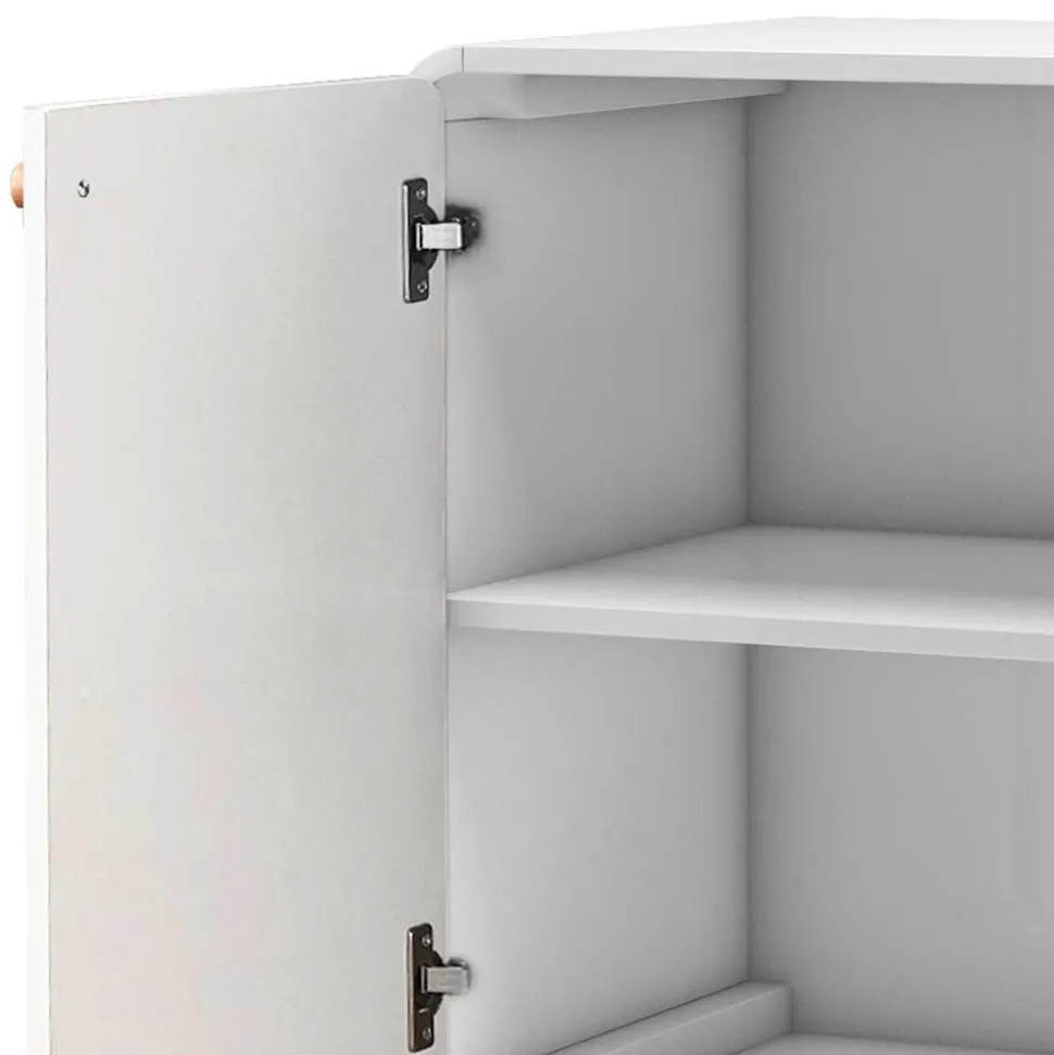 2-türige Kommode in Weiß mit Eiche - Kolreva