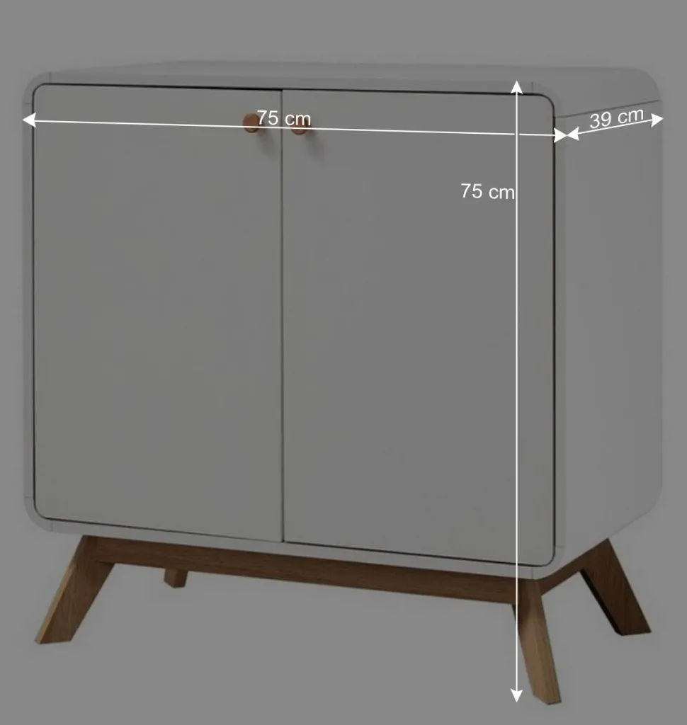 2-türige Kommode in Weiß mit Eiche - Kolreva