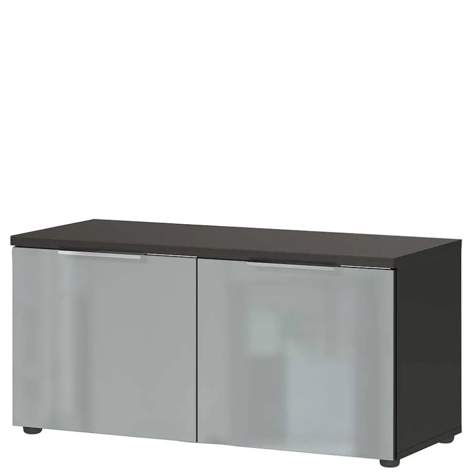 2-türige Schuhbank in Silbergrau Glas - Ilfred