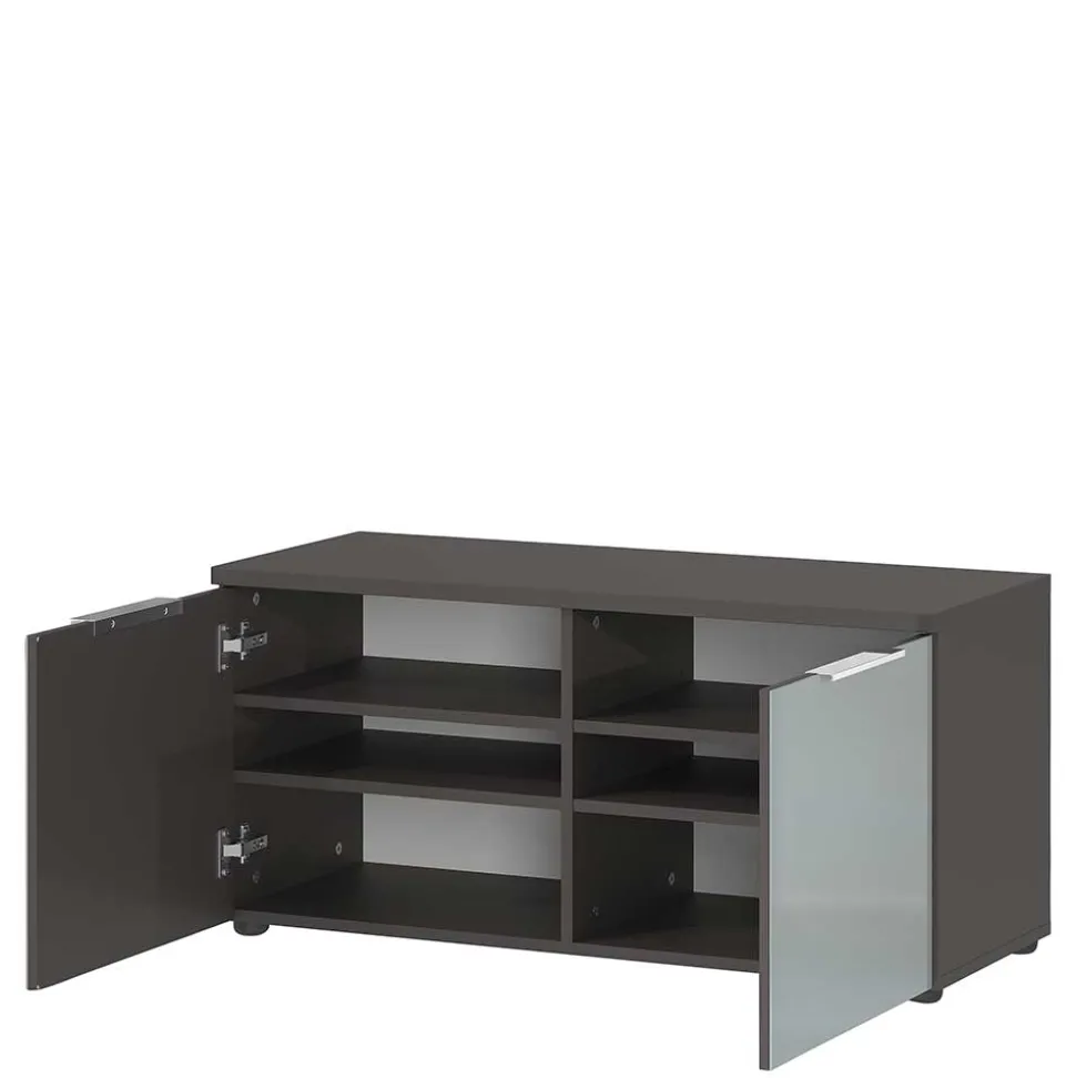 2-türige Schuhbank in Silbergrau Glas - Ilfred