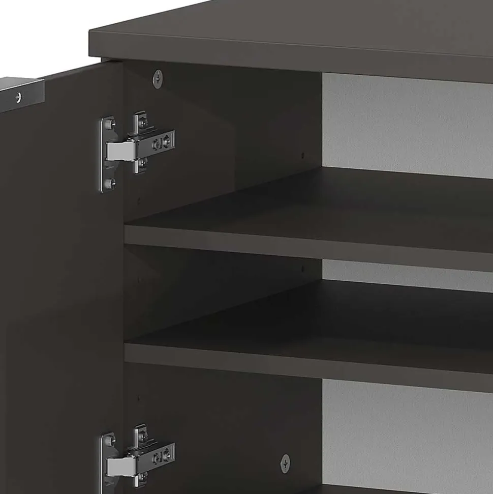 2-türige Schuhbank in Silbergrau Glas - Ilfred