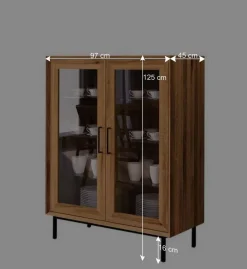 2-türige Vitrine aus geöltem Wildeiche Massivholz - Kerfa