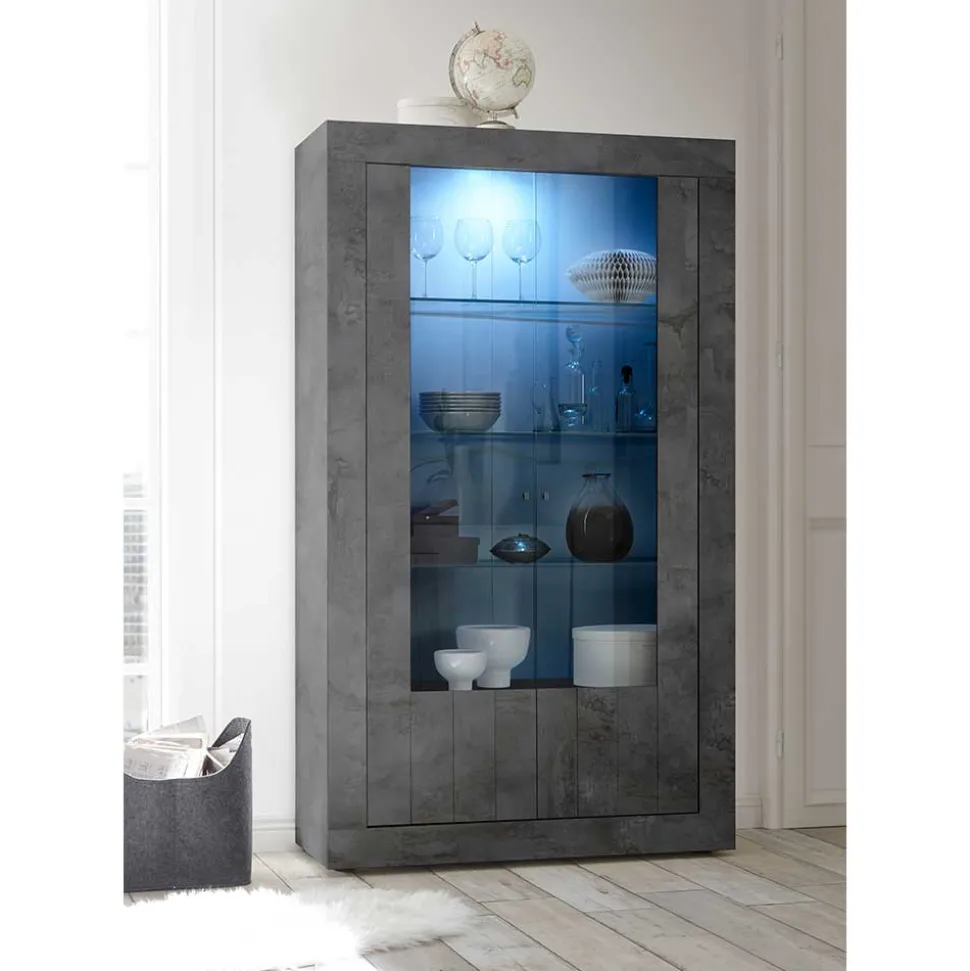 2-türige Vitrine in Dunkelgrau Dekor - Cordillera