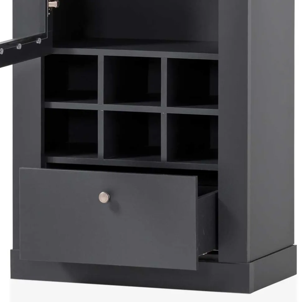 1-türige Vitrine mit Flaschenfächern & Schublade - Lionel