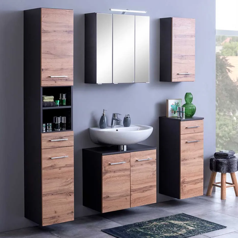 3-türiger Badezimmer Spiegelschrank mit 60cm Breite - Ishes