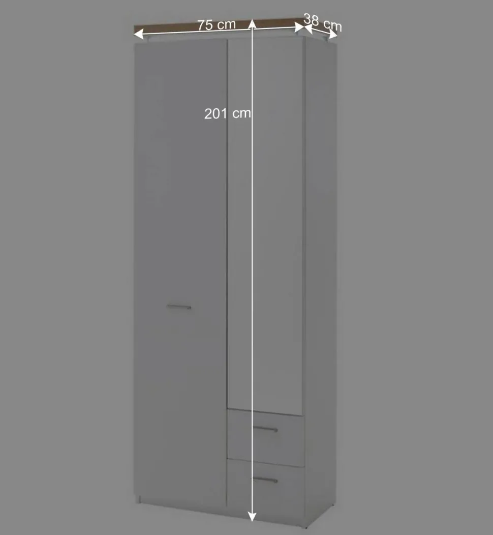 2-türiger Dielenschrank mit Spiegel - Nusenia