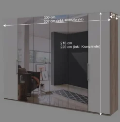 3-türiger Falttüren-Kleiderschrank 300 cm - Vaclyn