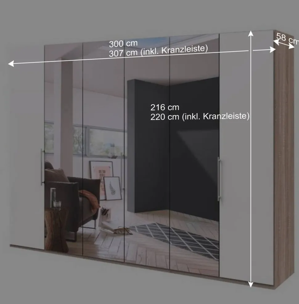 3-türiger Falttüren-Kleiderschrank 300 cm - Vaclyn