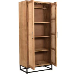 2-türiger Flurschrank aus Holz & Rattan Geflecht - Lazianus