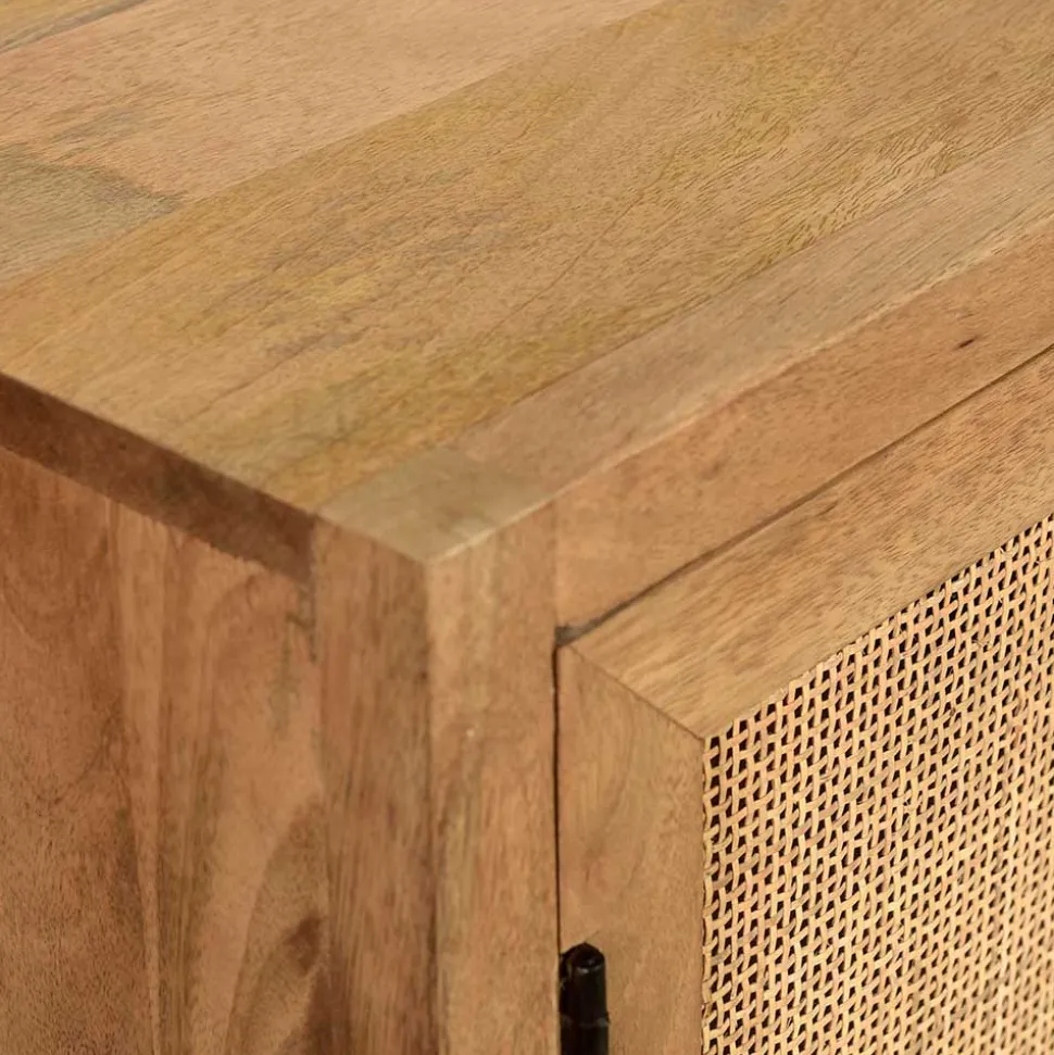 2-türiger Flurschrank aus Holz & Rattan Geflecht - Lazianus