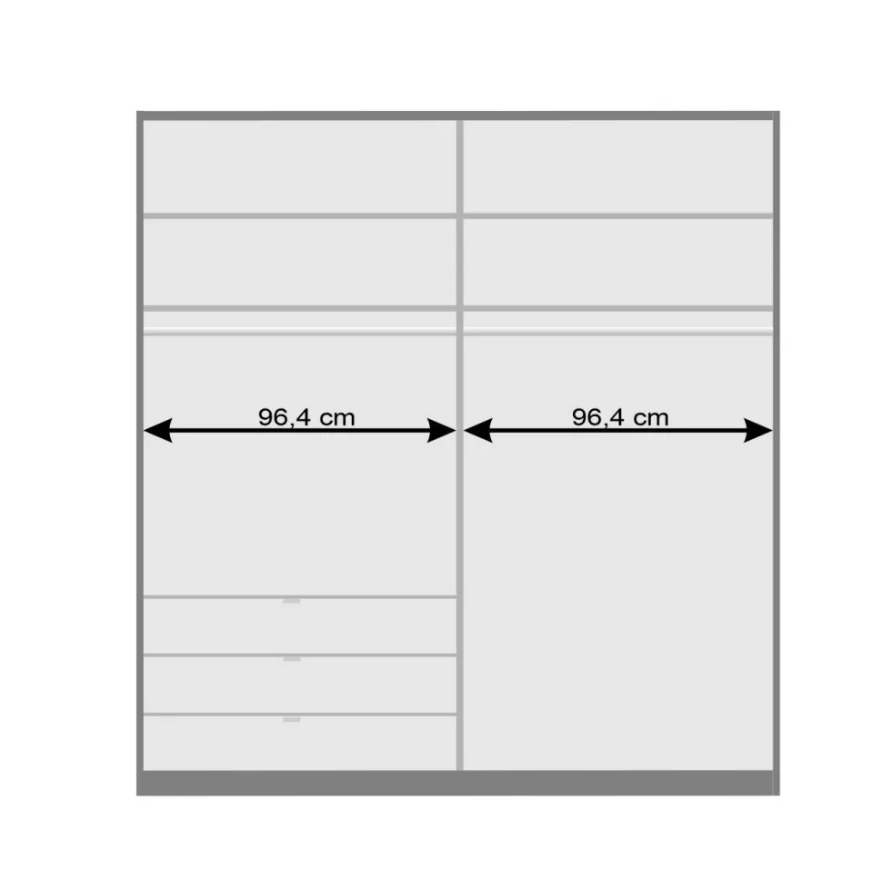 2-türiger Gleittürenschrank mit drei Schubladen - Tivierto