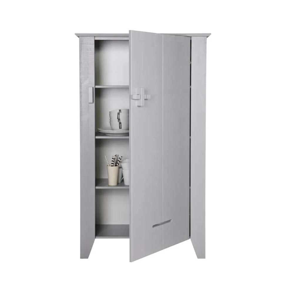 1-türiger Kiefer Schrank in hellem Grau - Ennyano